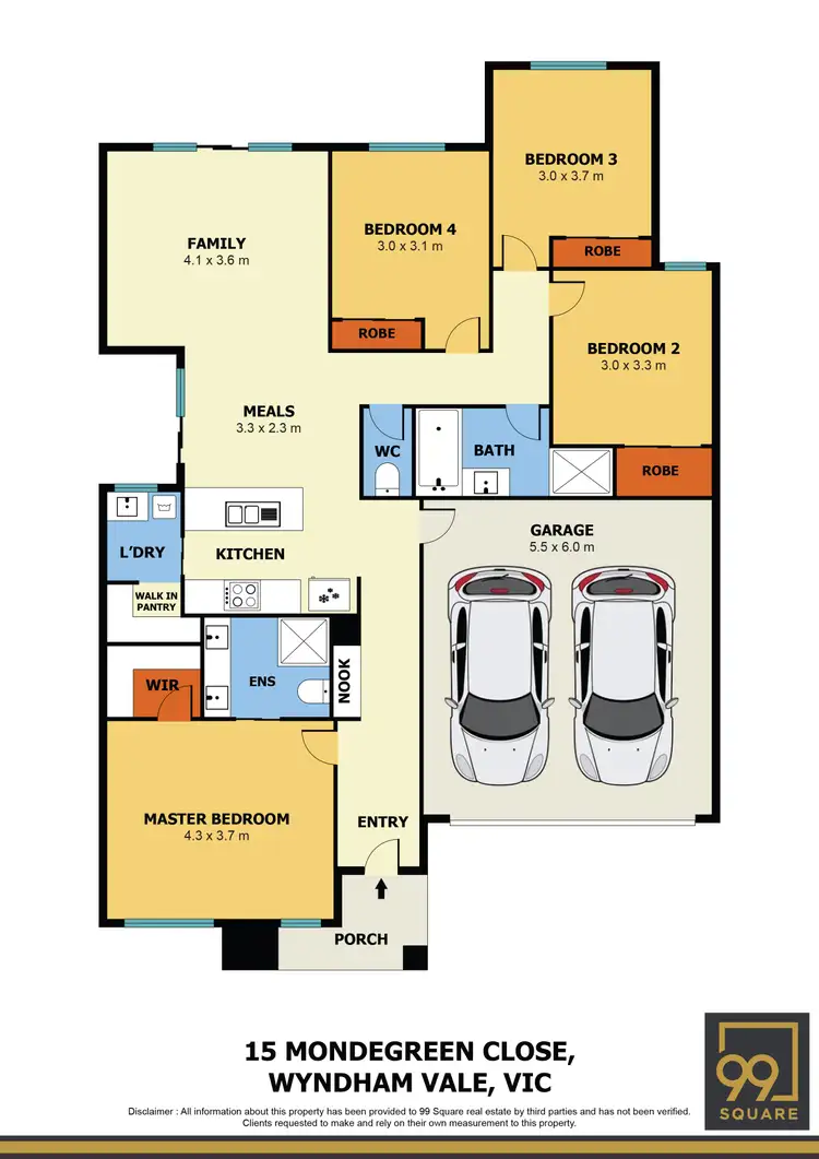 Floorplan of Homely house listing, 15 MONDEGREEN CLOSE, Wyndham Vale VIC 3024