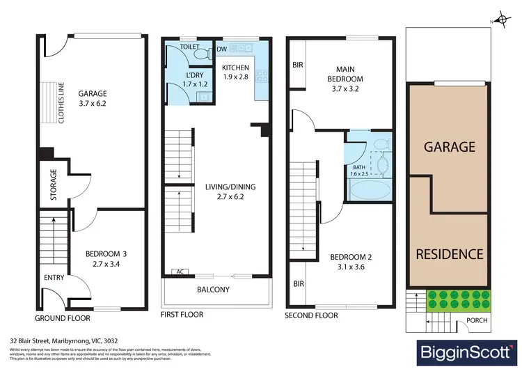 Floorplan of Homely townhouse listing, 32 Blair Street, Maribyrnong VIC 3032