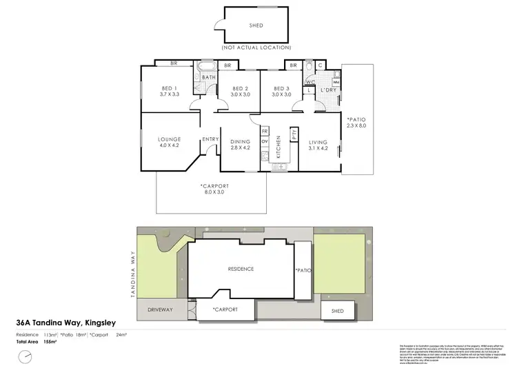 Floorplan of Homely house listing, 36A Tandina Way, Kingsley WA 6026