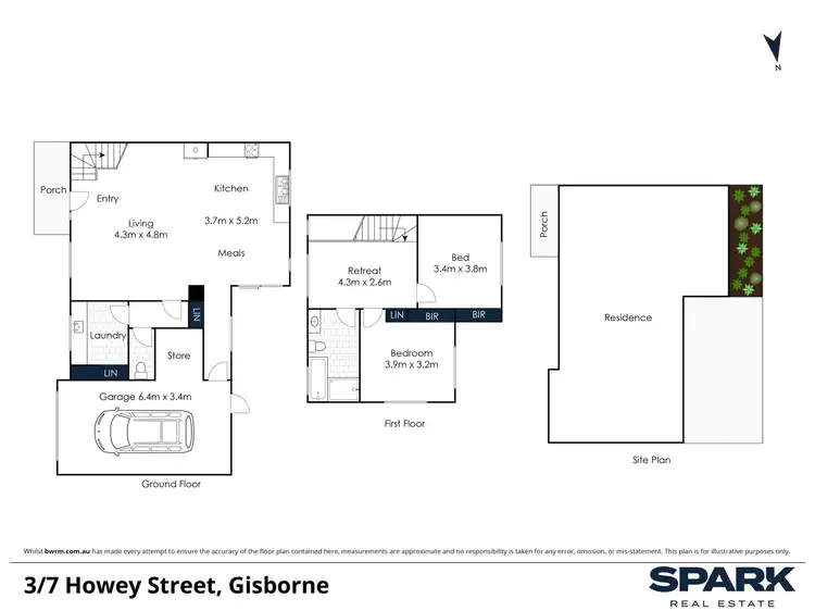 Floorplan of Homely townhouse listing, 3/7 Howey Street, Gisborne VIC 3437