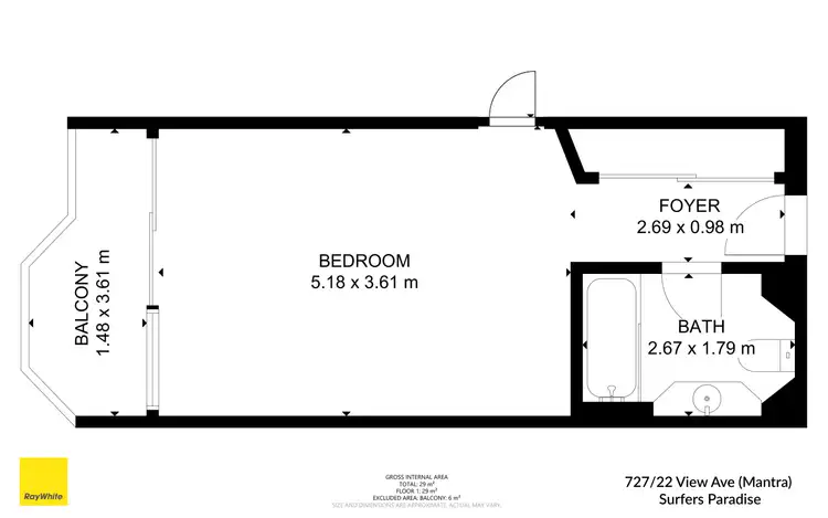 Floorplan of Homely unit listing, Unit 727/3197 Surfers Paradise Boulevard, Surfers Paradise QLD 4217