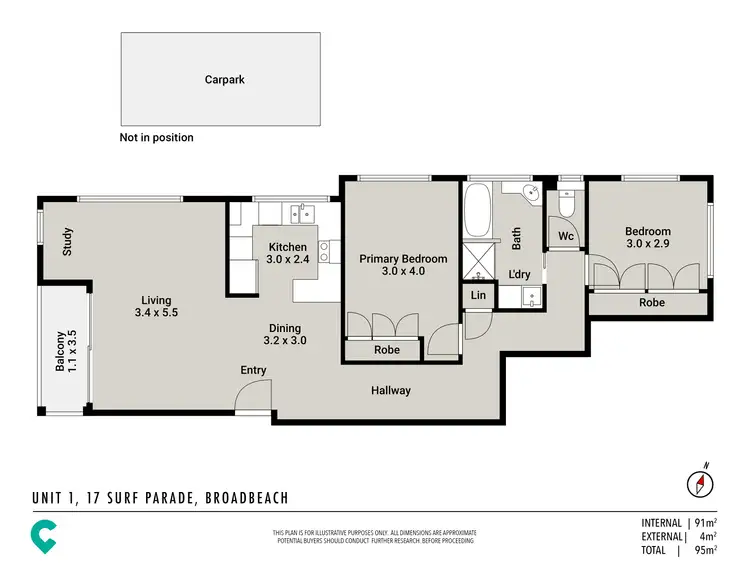 Floorplan of Homely unit listing, 1/17-19 Surf Parade, Broadbeach QLD 4218