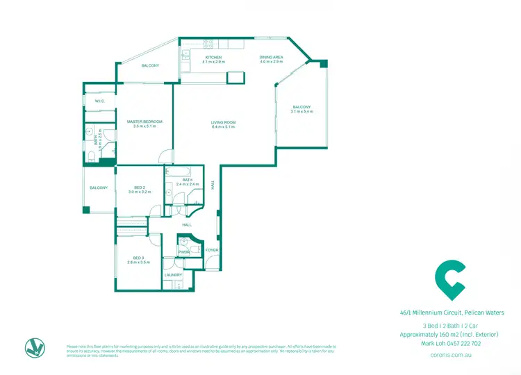 Floorplan of Homely unit listing, 46/1 Millennium Circuit, Pelican Waters QLD 4551