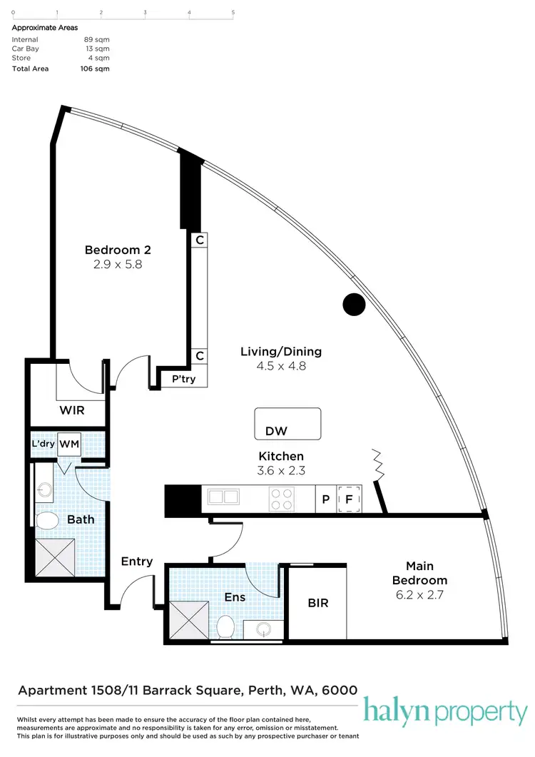 Floorplan of Homely apartment listing, 1508/11 Barrack Square, Perth WA 6000