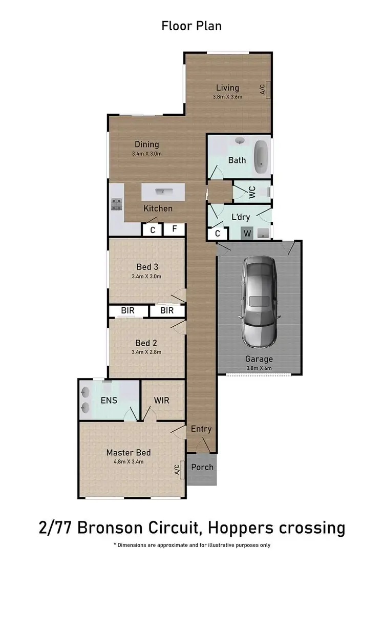 Floorplan of Homely unit listing, 2/77 Bronson Circuit, Hoppers Crossing VIC 3029