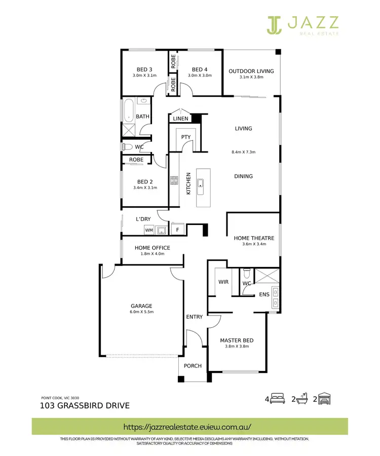Floorplan of Homely house listing, 103 Grassbird Drive, Point Cook VIC 3030