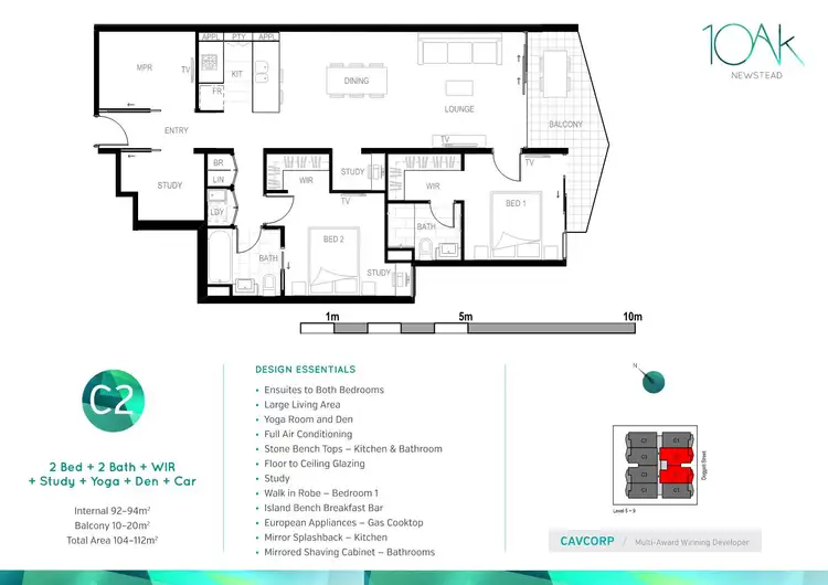 Floorplan of Homely apartment listing, 603/60 Doggett Street, Newstead QLD 4006