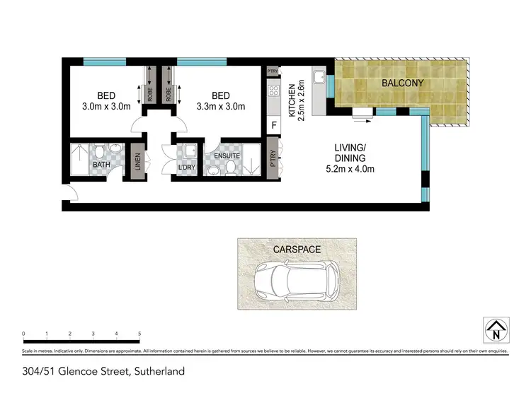 Floorplan of Homely apartment listing, 304/51 Glencoe Street, Sutherland NSW 2232