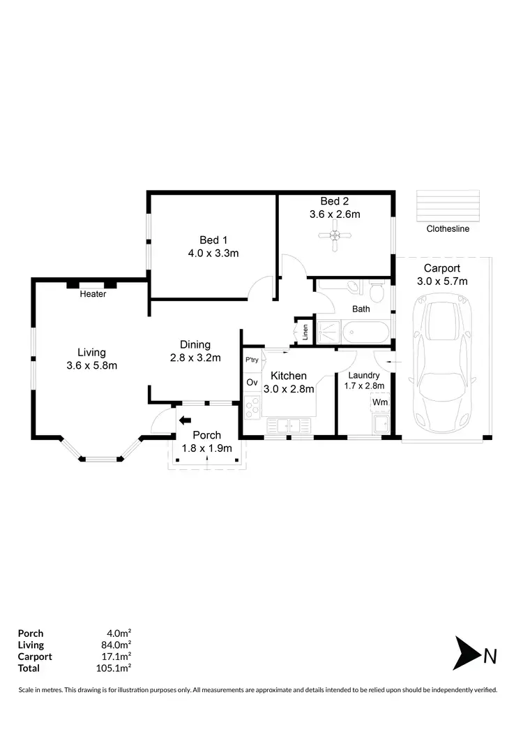 Floorplan of Homely unit listing, 1/265 Glynburn Road, St Morris SA 5068