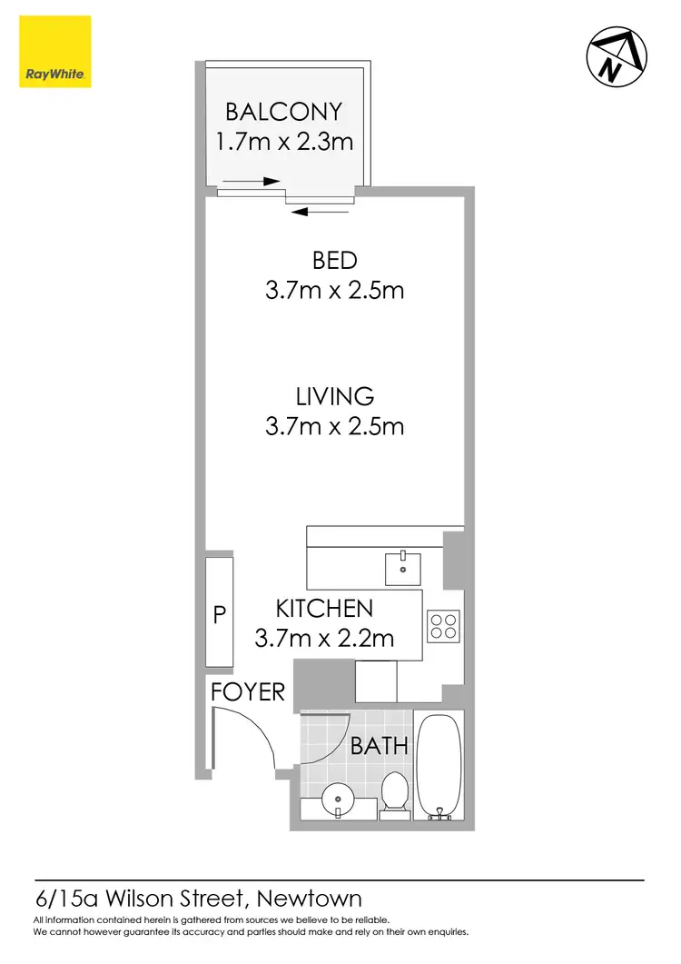 Floorplan of Homely studio listing, 6/15A Wilson Street, Newtown NSW 2042