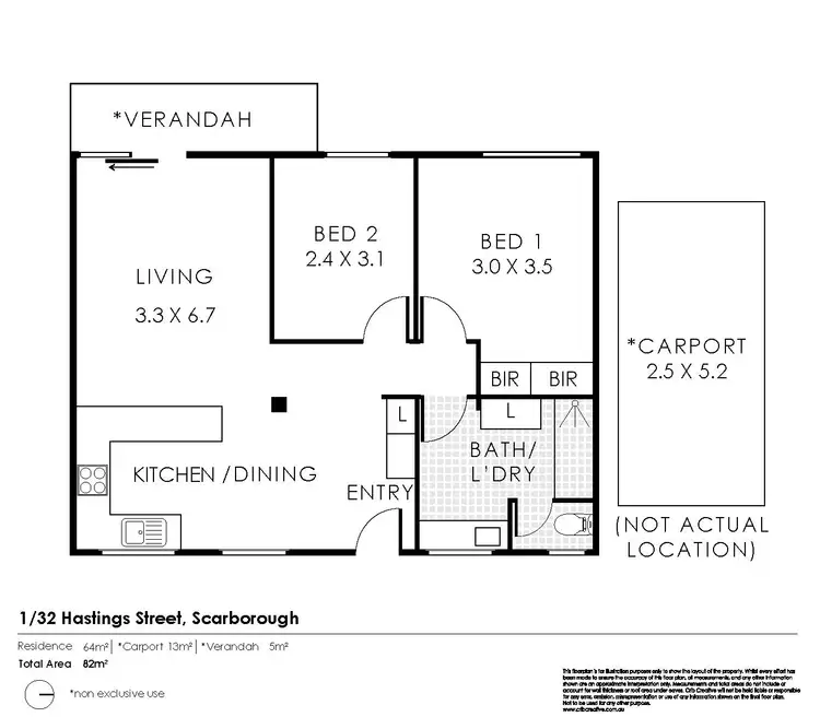 Floorplan of Homely unit listing, 1/32 hastings street, Scarborough WA 6019