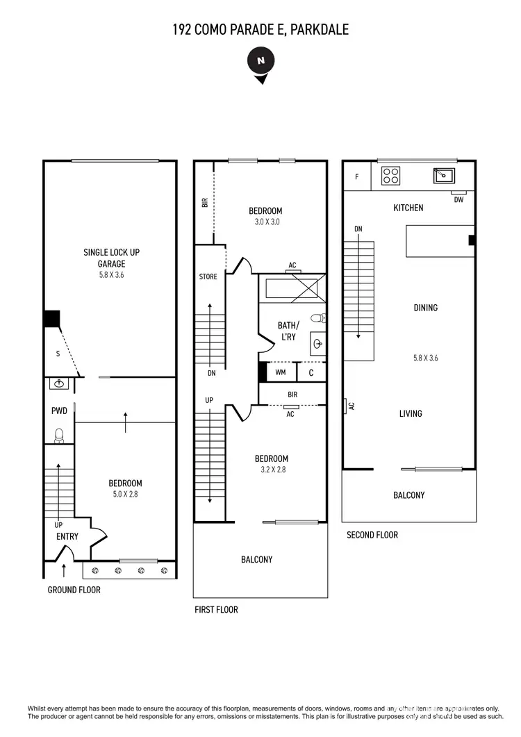 Floorplan of Homely townhouse listing, 192 Como Parade East, Parkdale VIC 3195