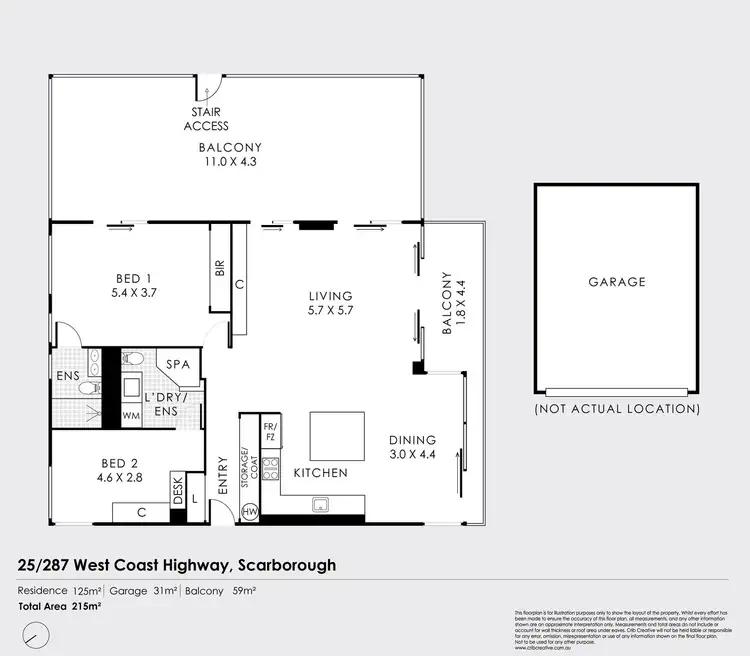 Floorplan of Homely apartment listing, 25/287 West Coast Highway, Scarborough WA 6019