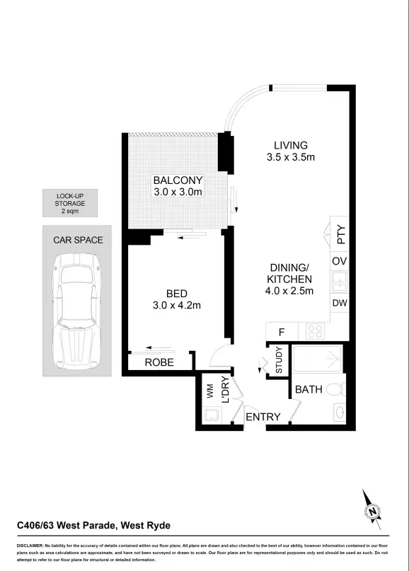 Floorplan of Homely apartment listing, c406/63 West Parade, West Ryde NSW 2114