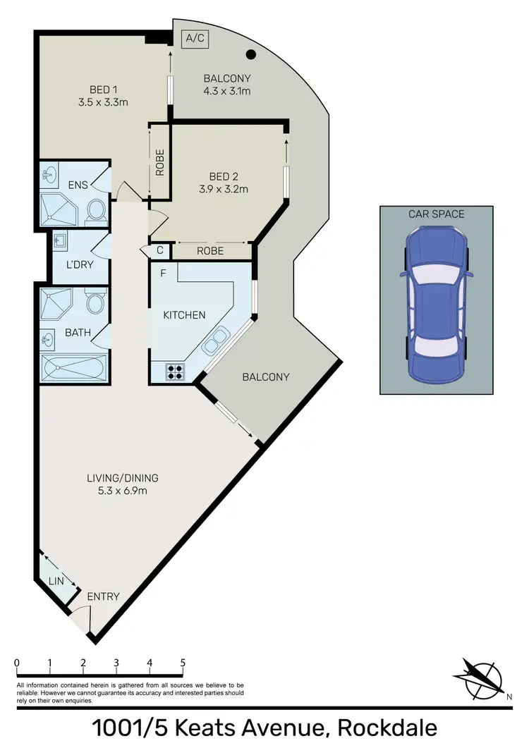 Floorplan of Homely apartment listing, 1001/5 Keats Avenue, Rockdale NSW 2216
