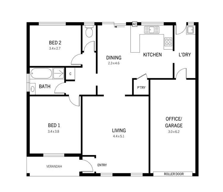 Floorplan of Homely unit listing, 1/1 Coora Road, Salisbury North SA 5108
