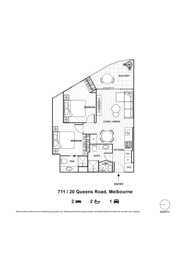 Floorplan of Homely apartment listing, 711/20 Queens Road, Melbourne VIC 3004