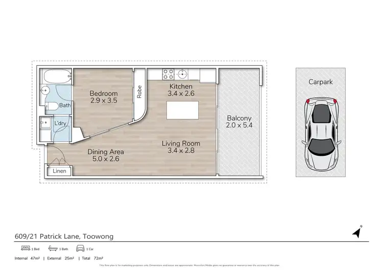 Floorplan of Homely apartment listing, 609/21 Patrick Lane, Toowong QLD 4066