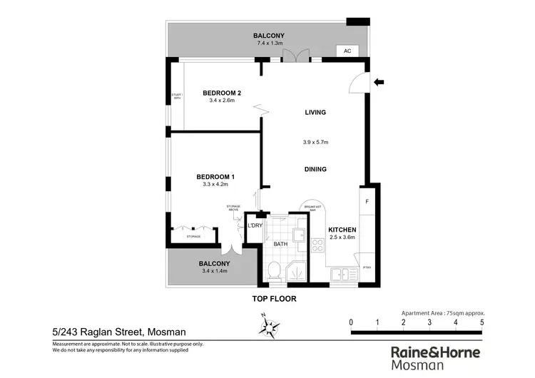Floorplan of Homely apartment listing, 5/243 Raglan Street, Mosman NSW 2088