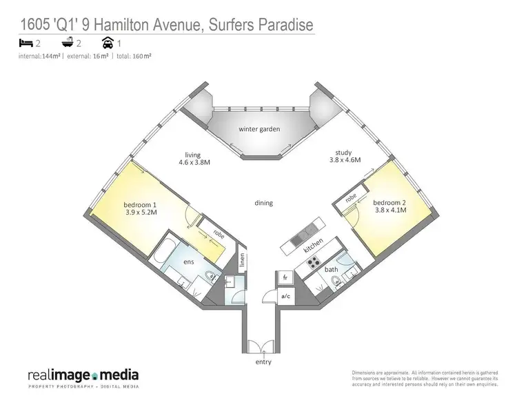 Floorplan of Homely apartment listing, 1605/9 Hamilton Avenue, Surfers Paradise QLD 4217