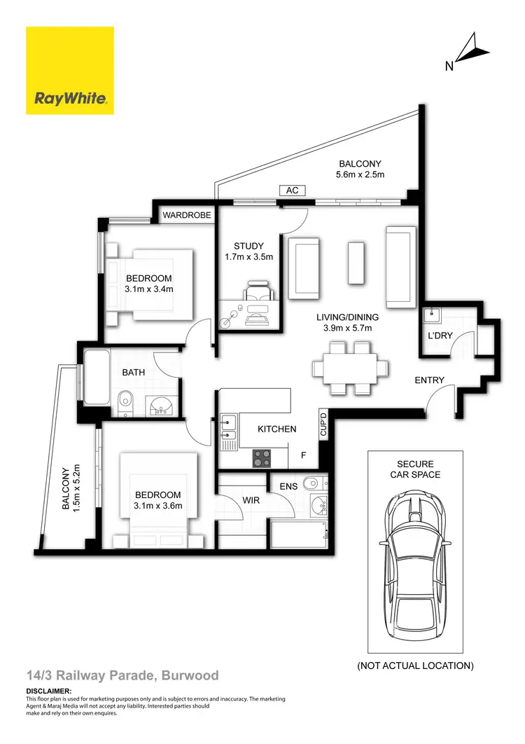Floorplan of Homely apartment listing, 14/3 Railway Parade, Burwood NSW 2134