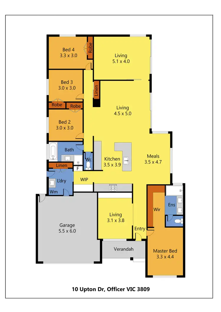 Floorplan of Homely house listing, 10 Upton Drive, Officer VIC 3809