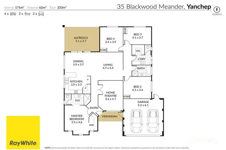Floorplan of Homely house listing, 35 Blackwood Meander, Yanchep WA 6035