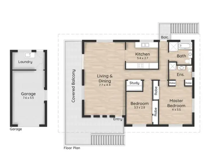Floorplan of Homely semi-detached listing, 2/2 Macaw Avenue, Miami QLD 4220