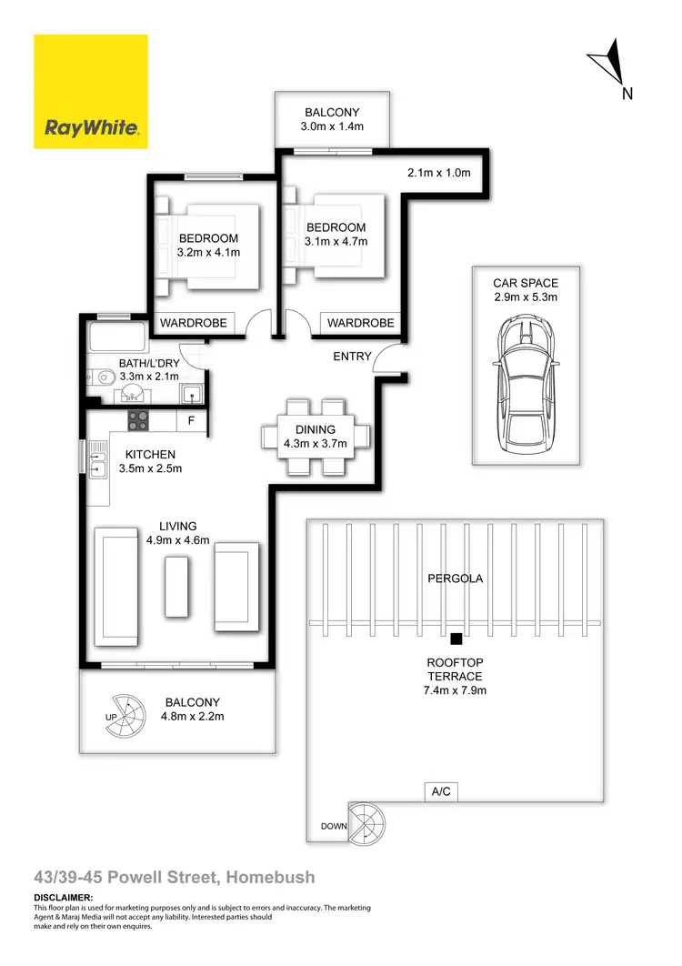 Floorplan of Homely apartment listing, 43/39-45 Powell Street, Homebush NSW 2140