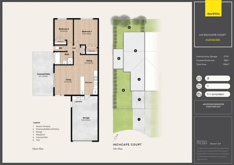 Floorplan of Homely semi-detached listing, 2/6 Inchcape Court, Ashmore QLD 4214