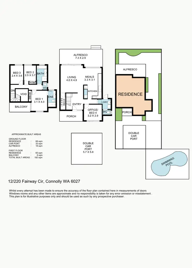 Floorplan of Homely townhouse listing, 12/220 Fairway Circle, Connolly WA 6027