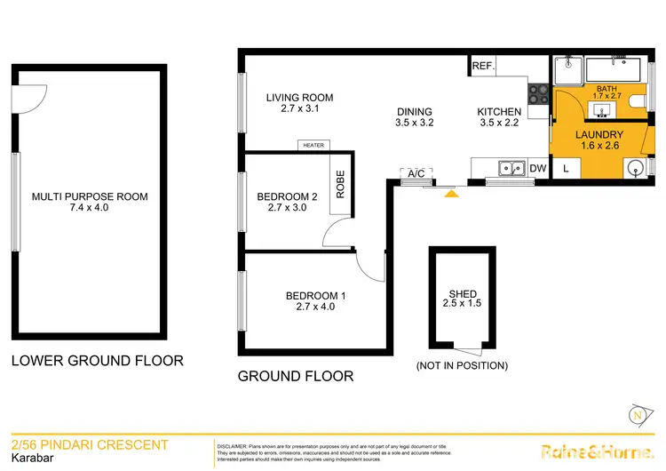Floorplan of Homely semi-detached listing, 2/56 Pindari Crescent, Queanbeyan NSW 2620