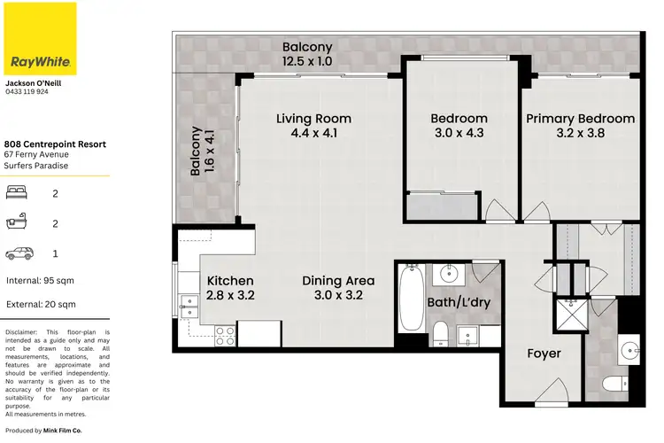 Floorplan of Homely apartment listing, 808/67 Ferny Avenue, Surfers Paradise QLD 4217