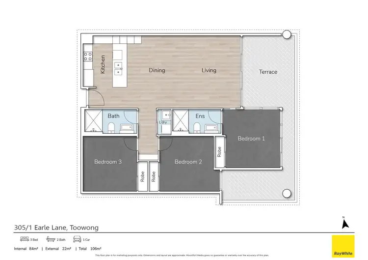 Floorplan of Homely apartment listing, 305/1 Earle Lane, Toowong QLD 4066