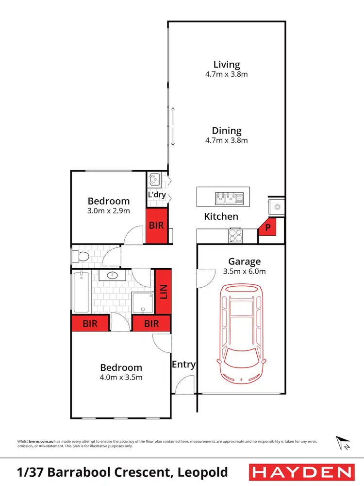 Floorplan of Homely unit listing, 1/37 Barrabool Crescent, Leopold VIC 3224