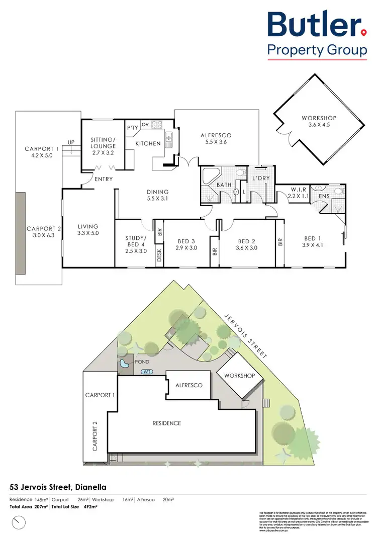 Floorplan of Homely semi-detached listing, 53 Jervois Street, Dianella WA 6059
