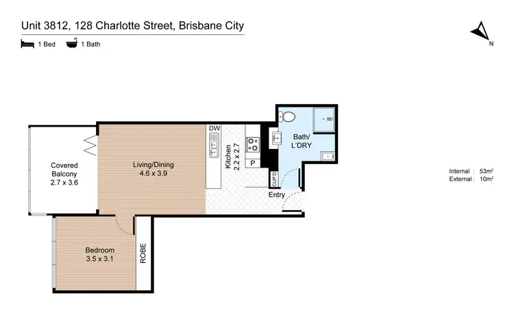 Floorplan of Homely apartment listing, 3812/128 Charlotte Street, Brisbane City QLD 4000