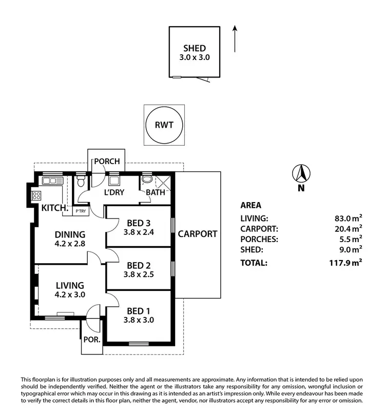 Floorplan of Homely semi-detached listing, 52 Kulde Road, Tailem Bend SA 5260