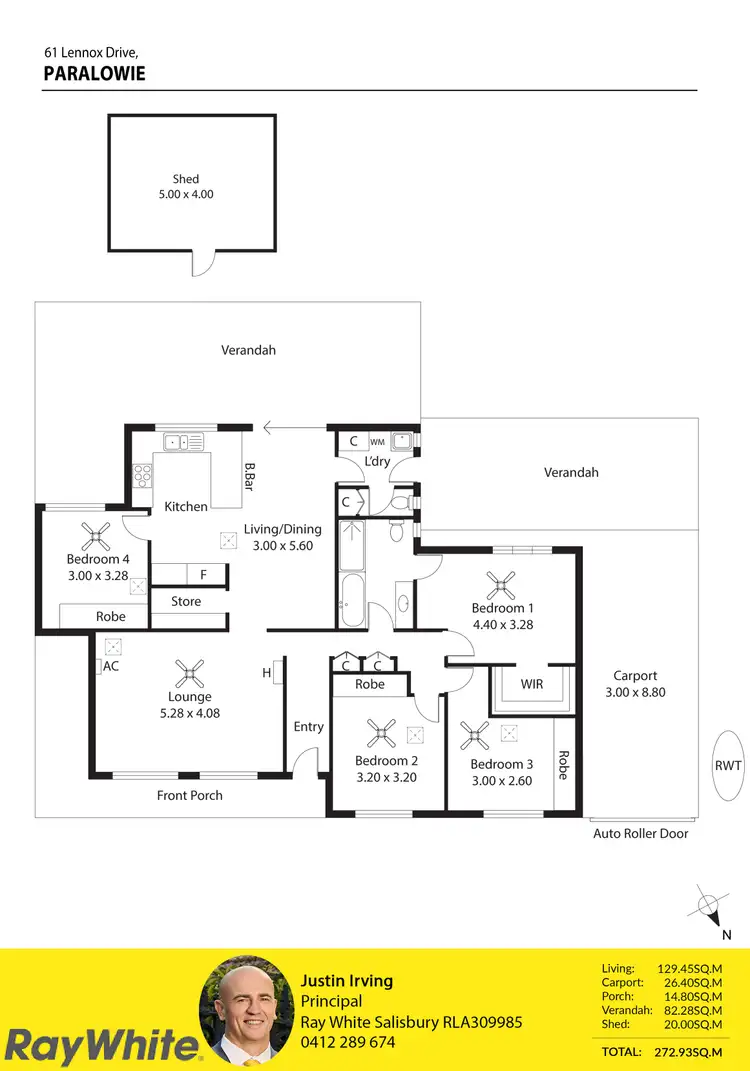 Floorplan of Homely house listing, 61 Lennox Drive, Paralowie SA 5108