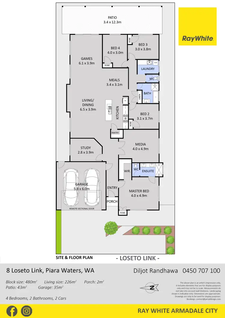 Floorplan of Homely house listing, 8 LOSETO LINK, Piara Waters WA 6112