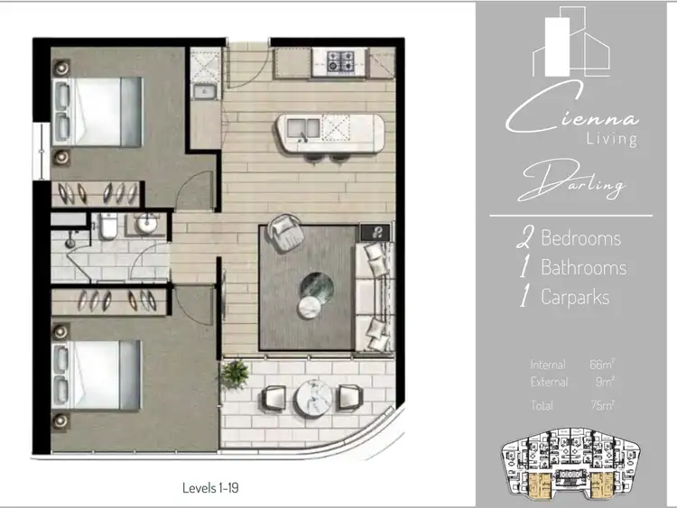 Floorplan of Homely apartment listing, 1501/180 Marine Parade, Labrador QLD 4215