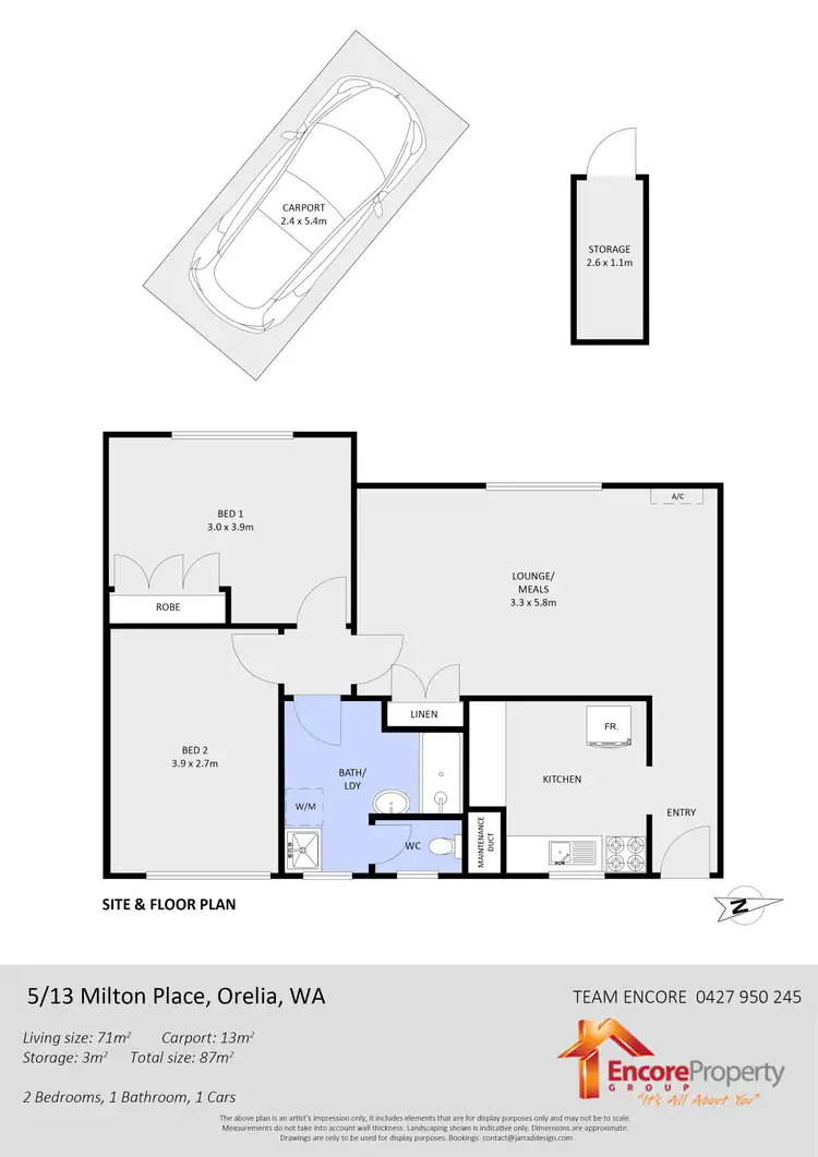 Floorplan of Homely unit listing, 5/13 Milton Place, Orelia WA 6167