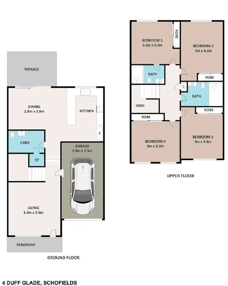 Floorplan of Homely townhouse listing, 4 Duff Glade, Schofields NSW 2762