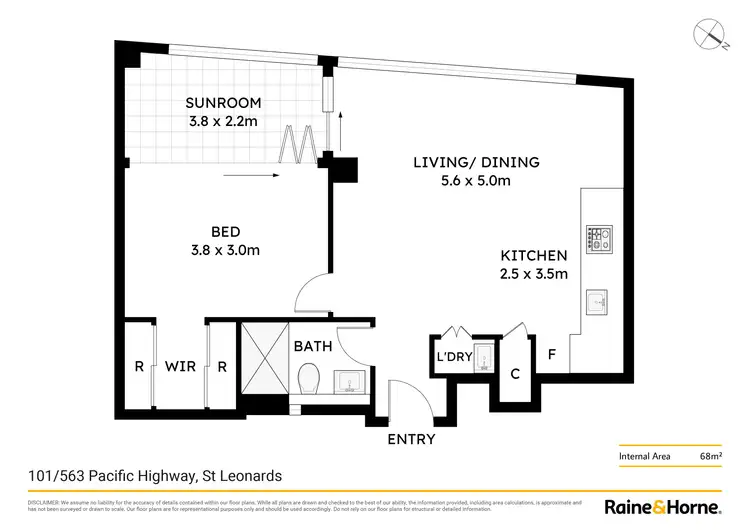 Floorplan of Homely apartment listing, 101/563 Pacific Highway, St Leonards NSW 2065