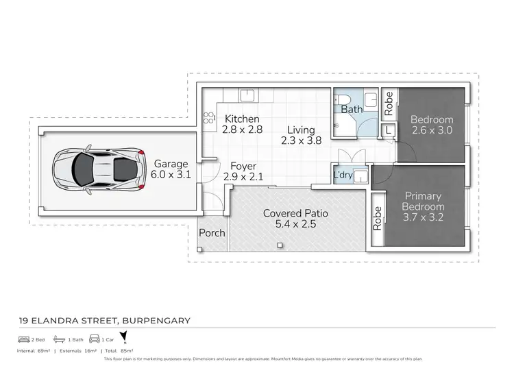 Floorplan of Homely semi-detached listing, 2/19 Elandra Street, Burpengary QLD 4505