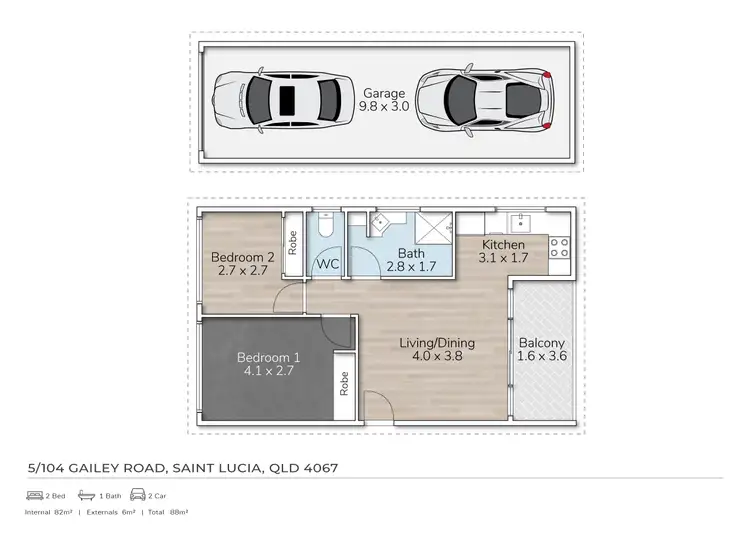 Floorplan of Homely apartment listing, 5/104 Gailey Road, St Lucia QLD 4067
