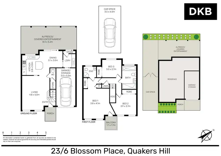 Floorplan of Homely townhouse listing, 23/6 Blossom Place, Quakers Hill NSW 2763