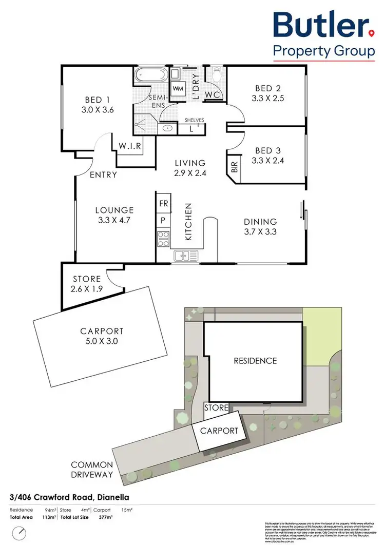 Floorplan of Homely villa listing, 3/406 Crawford Road, Dianella WA 6059