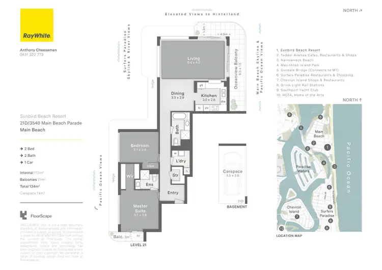 Floorplan of Homely apartment listing, 21D/3540 Main Beach Parade, Main Beach QLD 4217
