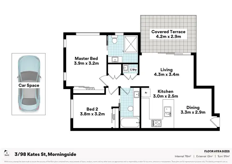 Floorplan of Homely unit listing, 3/98 Kates Street, Morningside QLD 4170